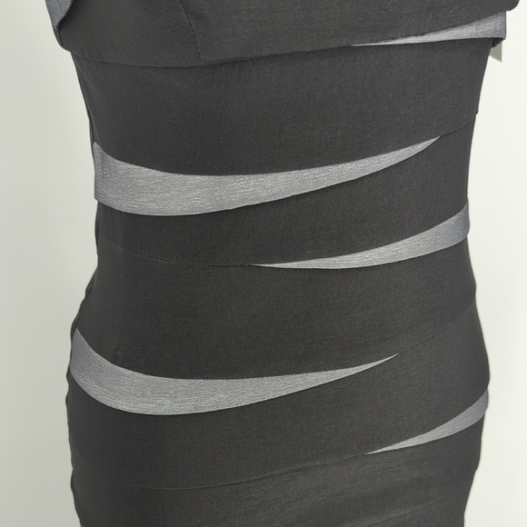 01590 Cache One Shoulder Mermaid Dress Black size 4 evening formal vintage - Picture 5 of 8